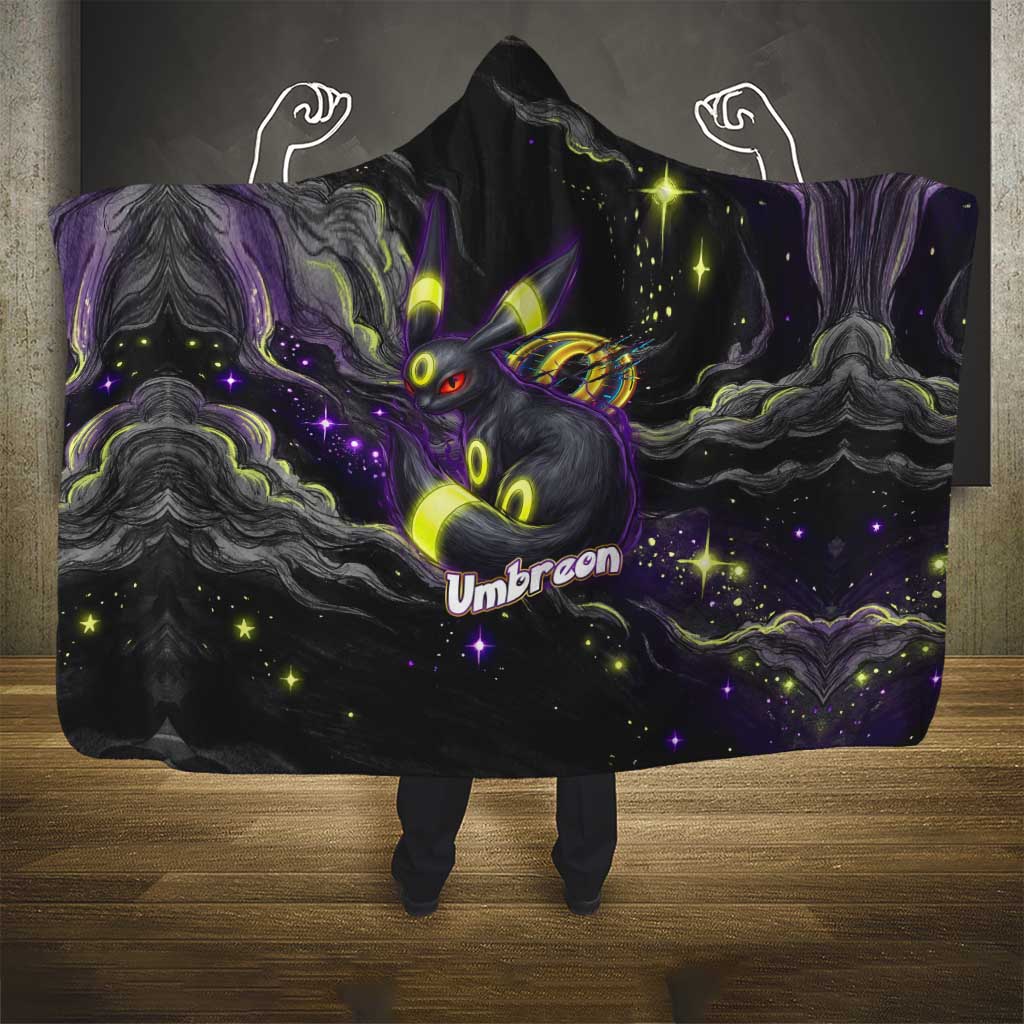 Umbreon Hooded Blanket Cosmic Neon Galaxy Art