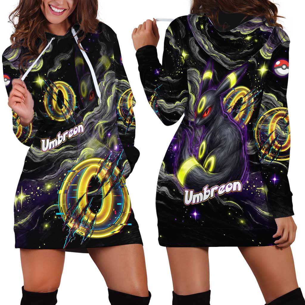 Umbreon Hoodie Dress Cosmic Neon Galaxy Art