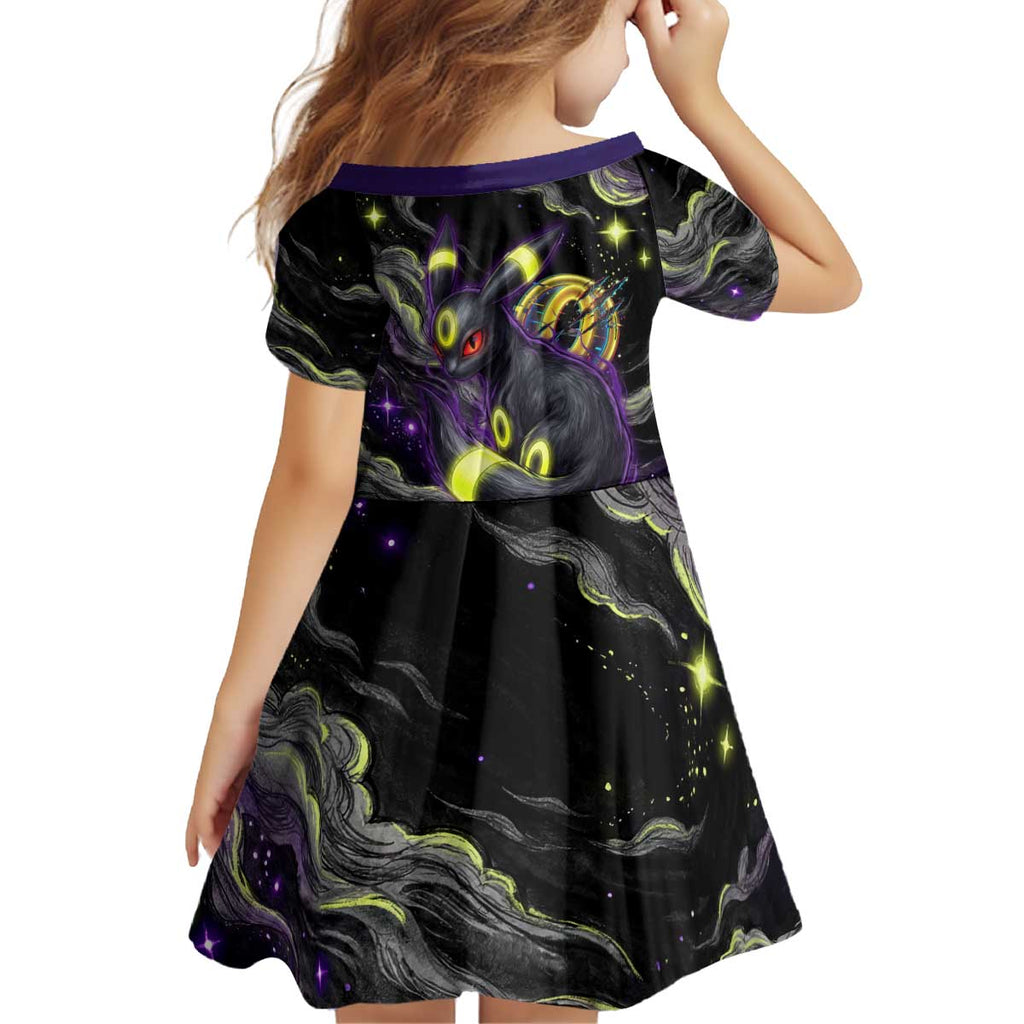 Umbreon Kid Short Sleeve Dress Cosmic Neon Galaxy Art