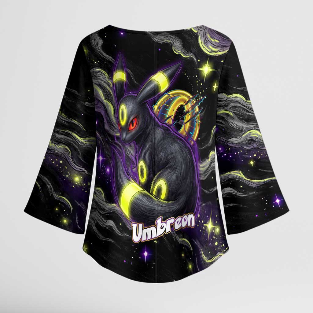 Umbreon Kimono Sleeve Blouse Cosmic Neon Galaxy Art