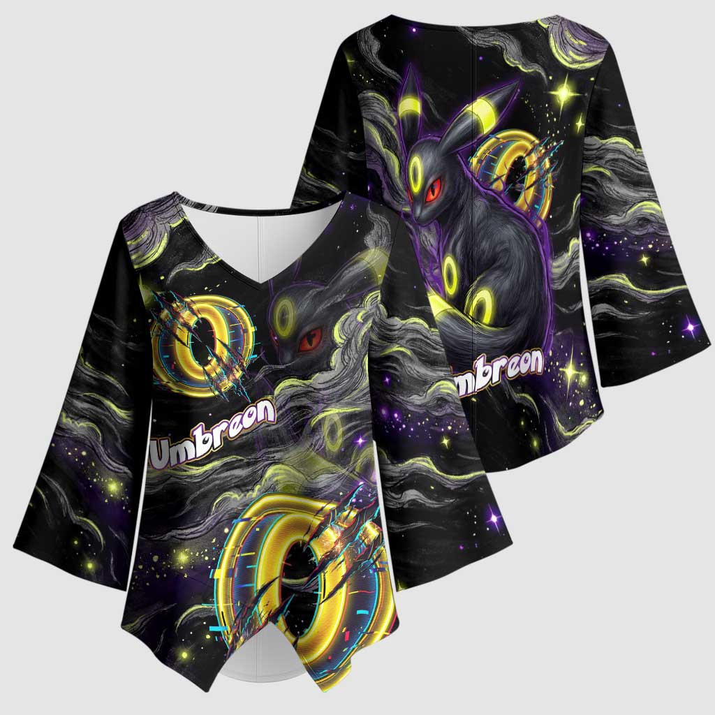 Umbreon Kimono Sleeve Blouse Cosmic Neon Galaxy Art