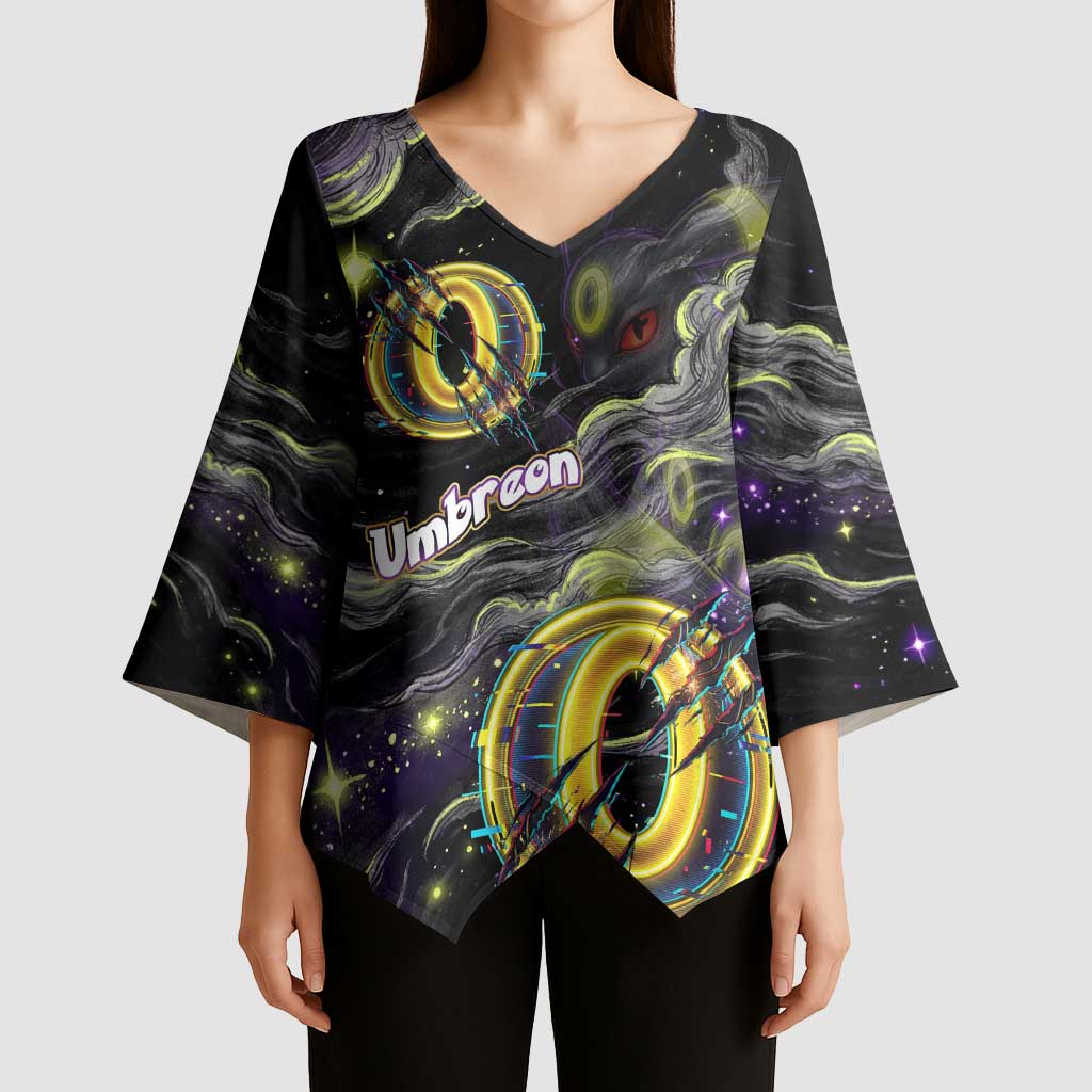 Umbreon Kimono Sleeve Blouse Cosmic Neon Galaxy Art