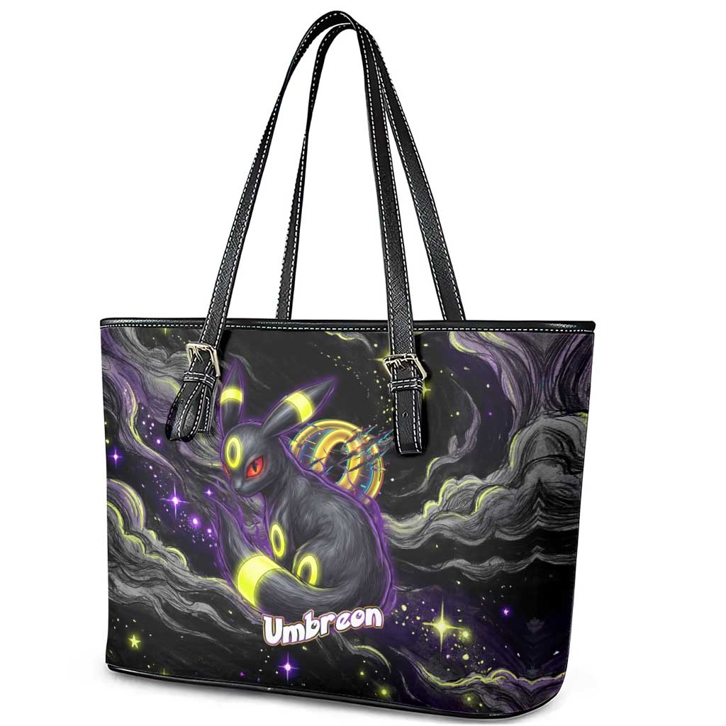 Umbreon Leather Tote Bag Cosmic Neon Galaxy Art