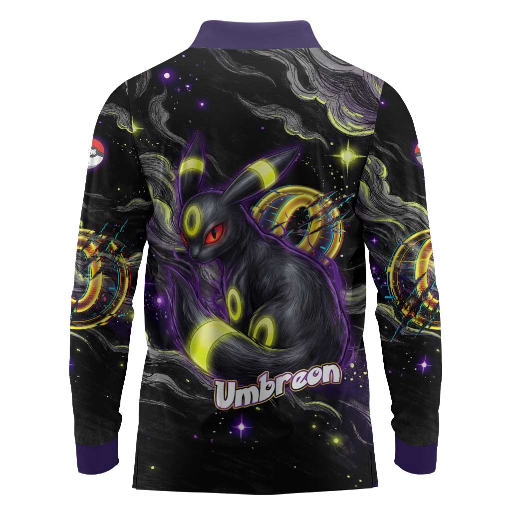 Umbreon Long Sleeve Polo Shirt Cosmic Neon Galaxy Art