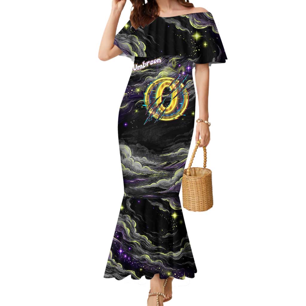 Umbreon Mermaid Dress Cosmic Neon Galaxy Art