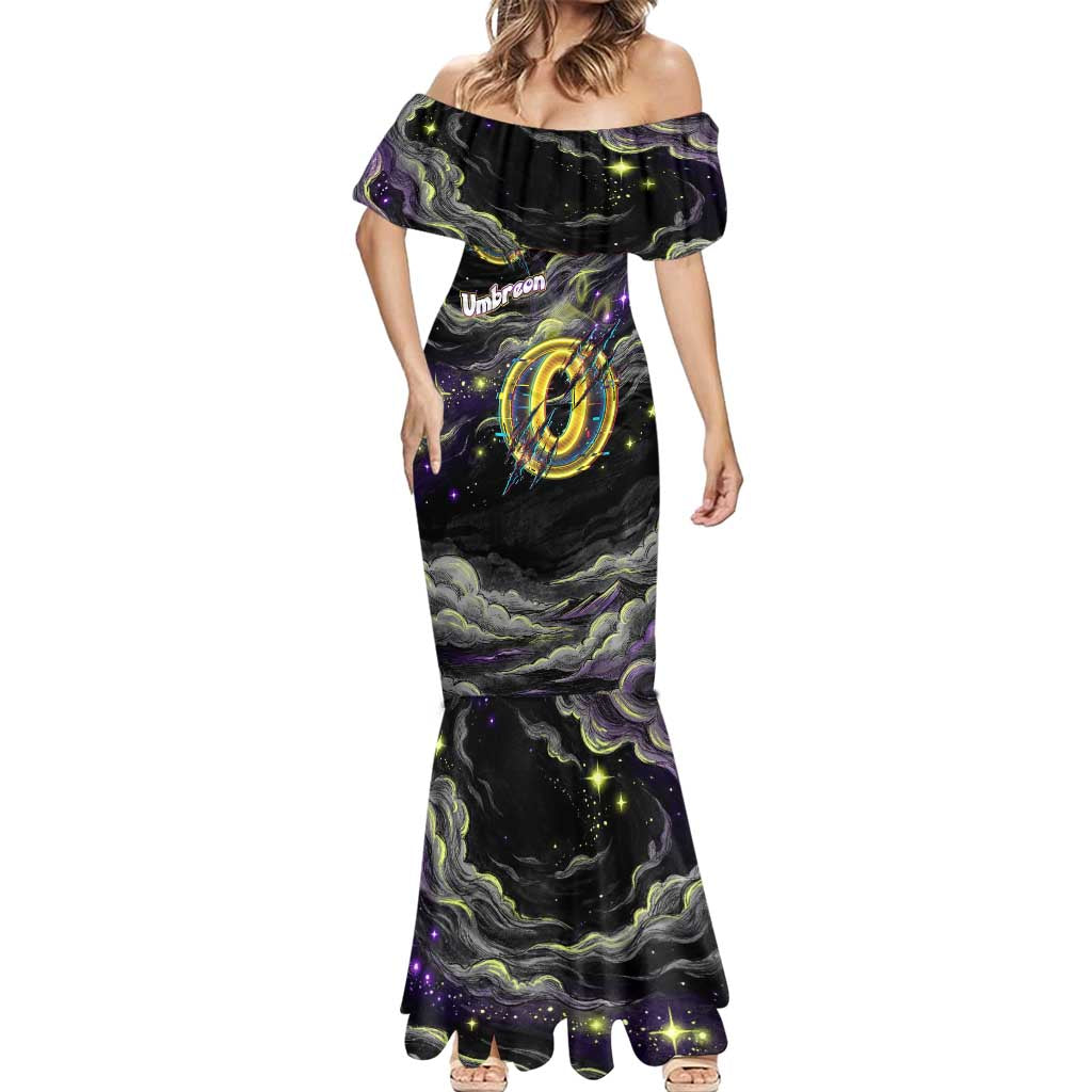 Umbreon Mermaid Dress Cosmic Neon Galaxy Art
