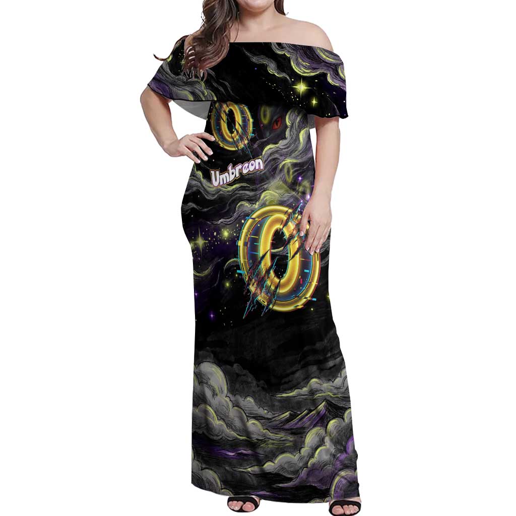 Umbreon Off Shoulder Maxi Dress Cosmic Neon Galaxy Art