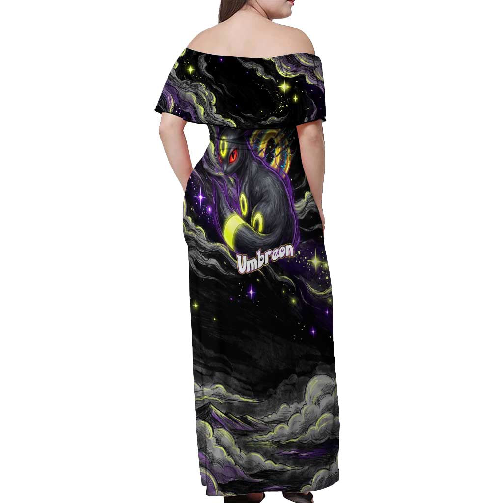 Umbreon Off Shoulder Maxi Dress Cosmic Neon Galaxy Art