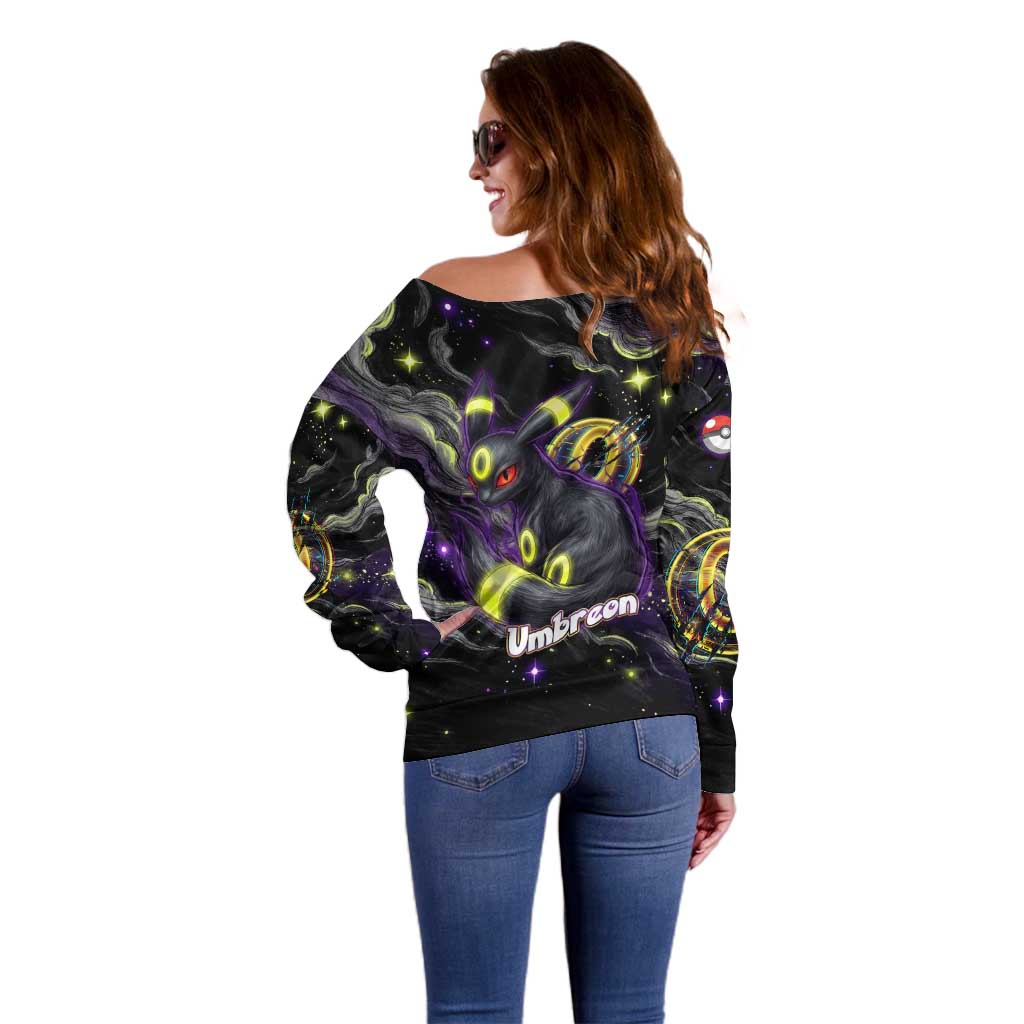 Umbreon Off Shoulder Sweater Cosmic Neon Galaxy Art