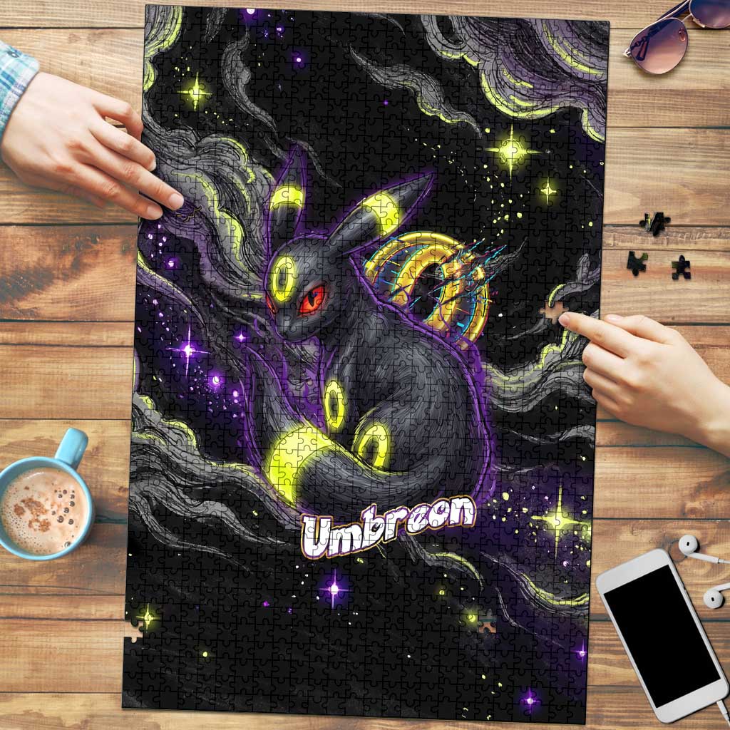 Umbreon Puzzle Cosmic Neon Galaxy Art