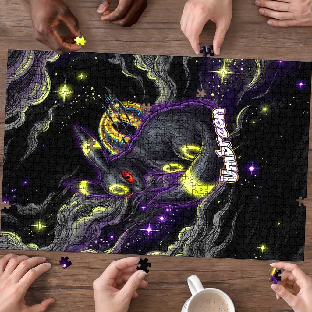 Umbreon Puzzle Cosmic Neon Galaxy Art