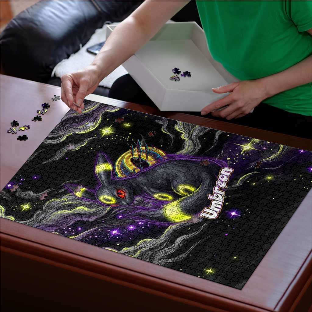 Umbreon Puzzle Cosmic Neon Galaxy Art
