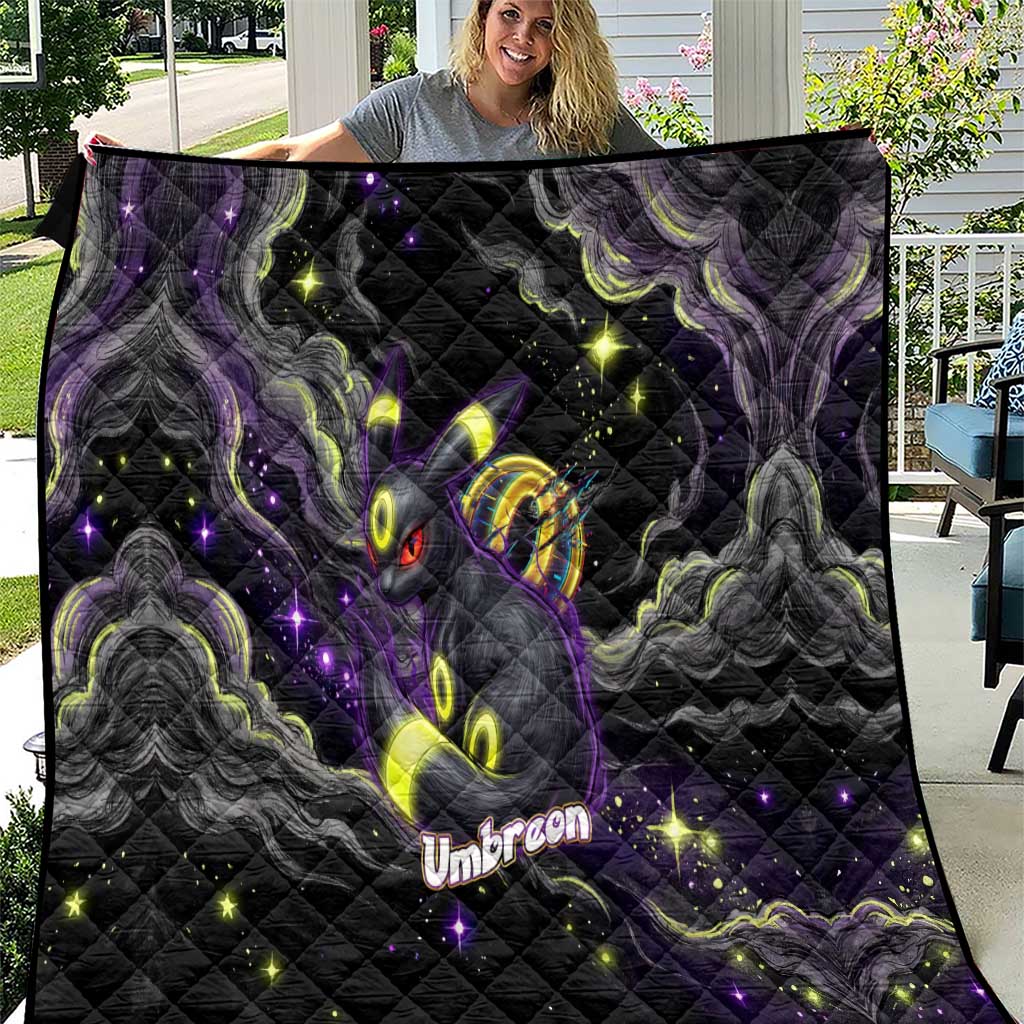 Umbreon Quilt Cosmic Neon Galaxy Art