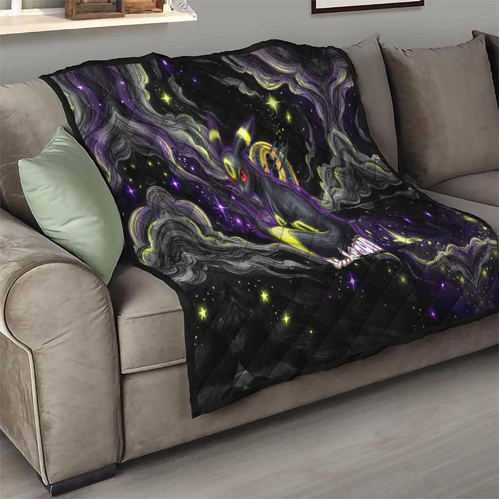 Umbreon Quilt Cosmic Neon Galaxy Art