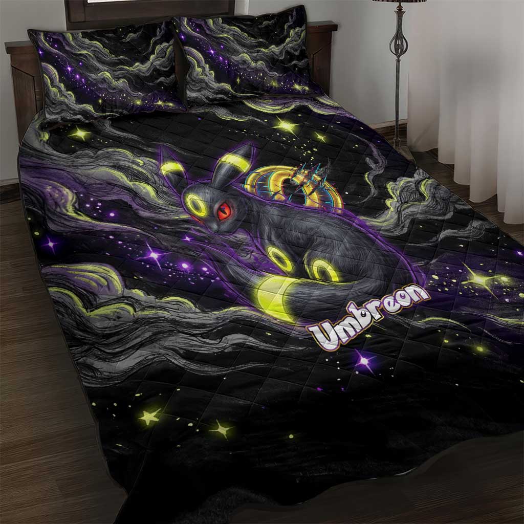 Umbreon Quilt Bed Set Cosmic Neon Galaxy Art