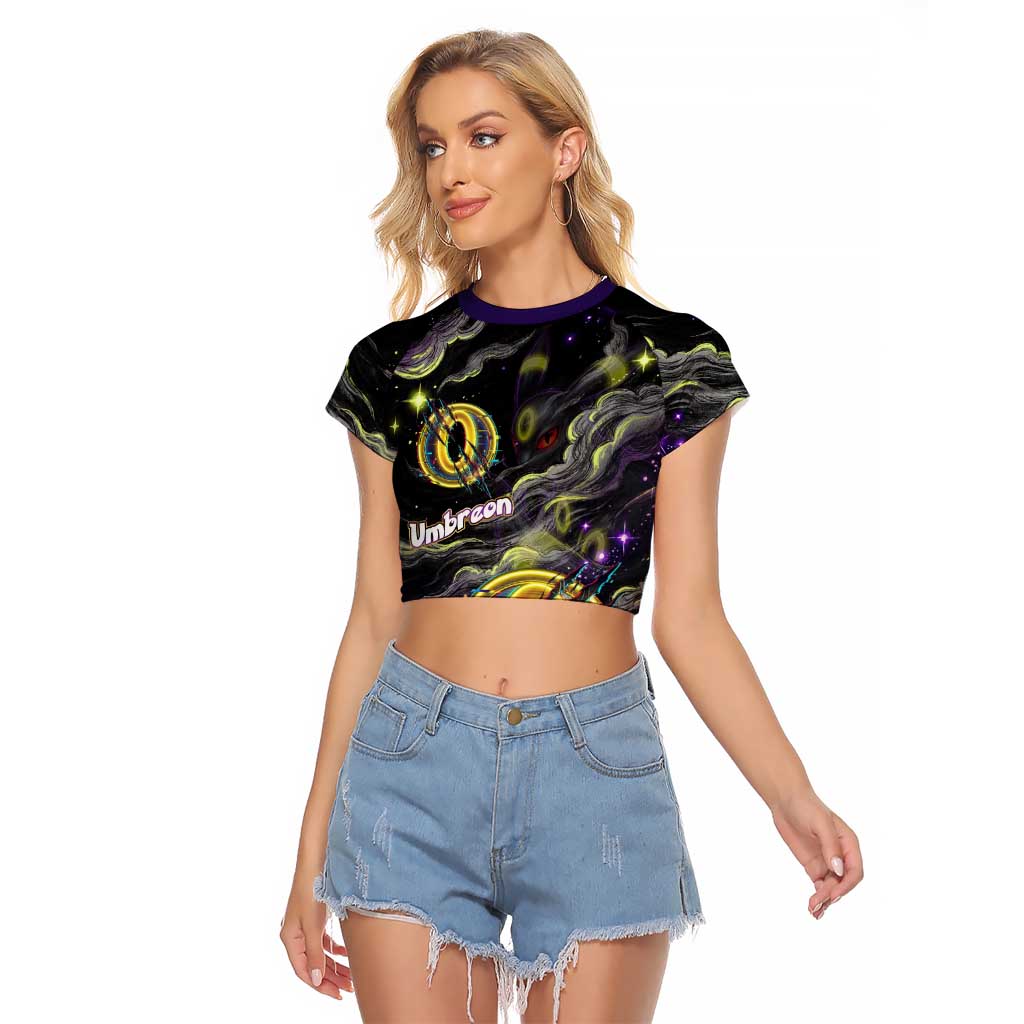 Umbreon Raglan Cropped T Shirt Cosmic Neon Galaxy Art