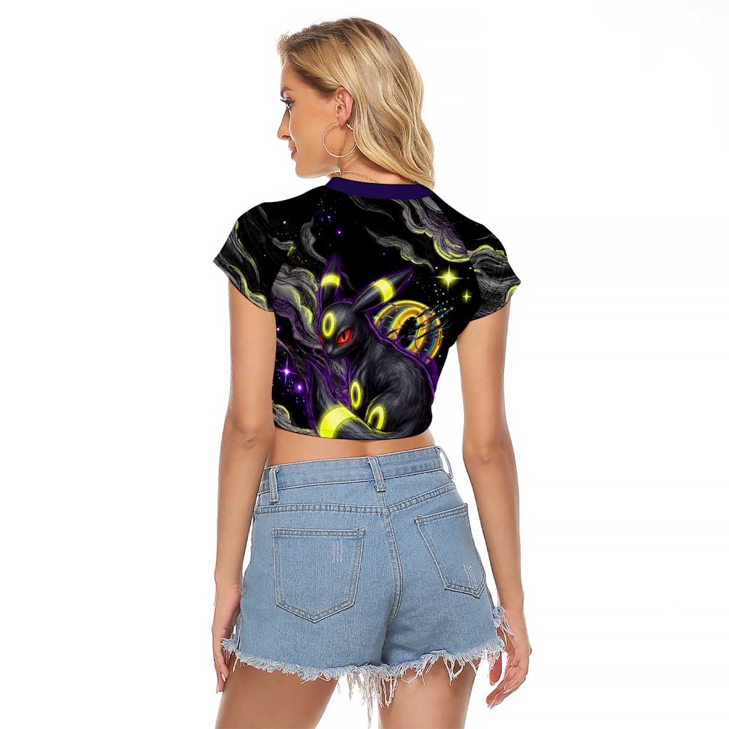 Umbreon Raglan Cropped T Shirt Cosmic Neon Galaxy Art