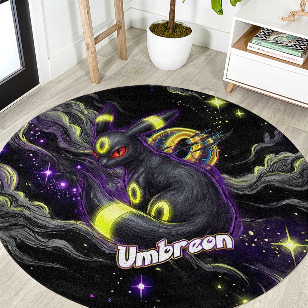 Umbreon Round Carpet Cosmic Neon Galaxy Art