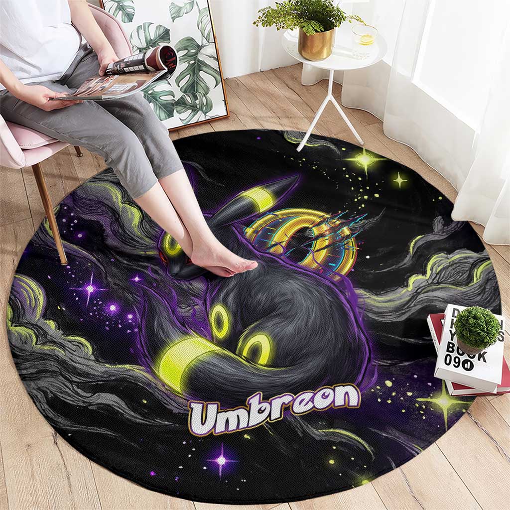 Umbreon Round Carpet Cosmic Neon Galaxy Art