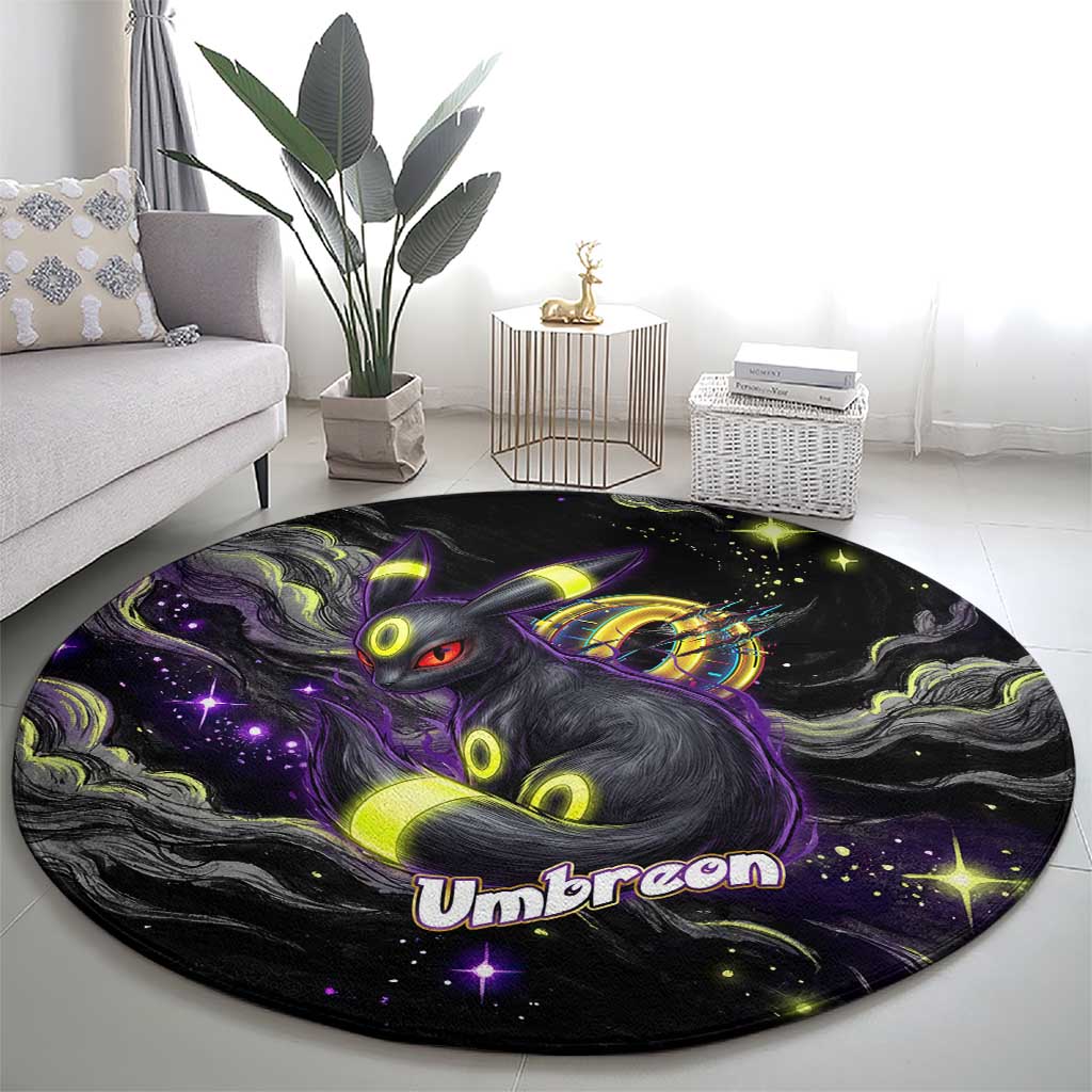 Umbreon Round Carpet Cosmic Neon Galaxy Art