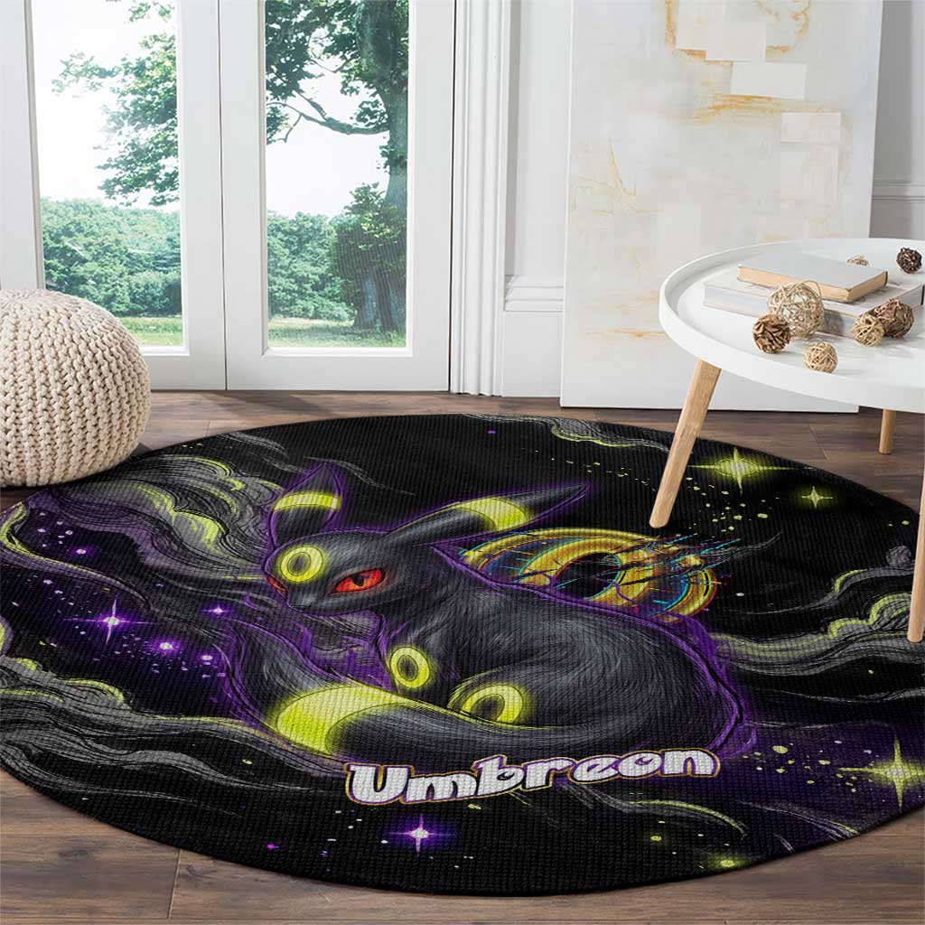 Umbreon Round Carpet Cosmic Neon Galaxy Art