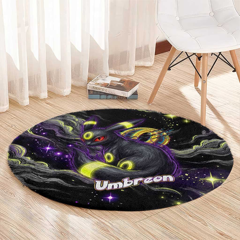 Umbreon Round Carpet Cosmic Neon Galaxy Art