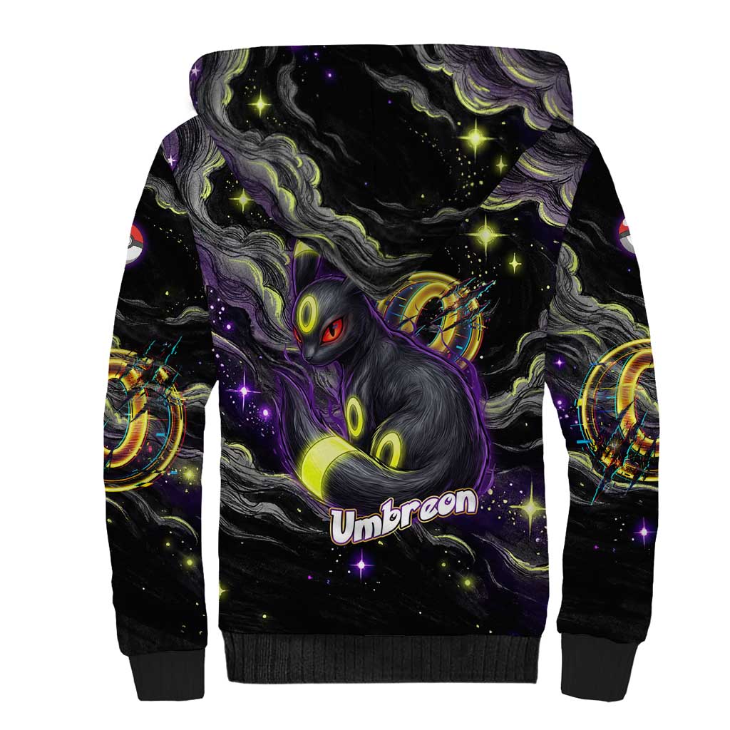 Umbreon Sherpa Hoodie Cosmic Neon Galaxy Art