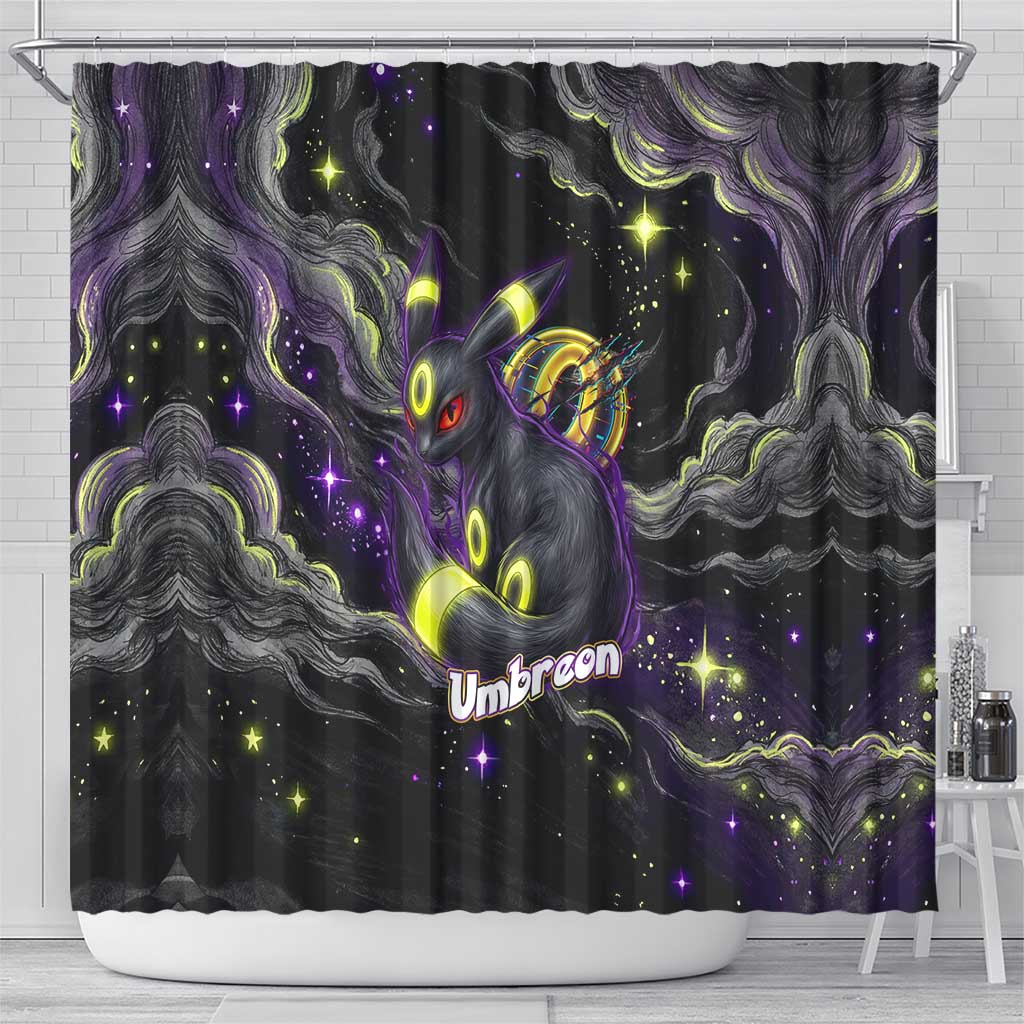 Umbreon Shower Curtain Cosmic Neon Galaxy Art