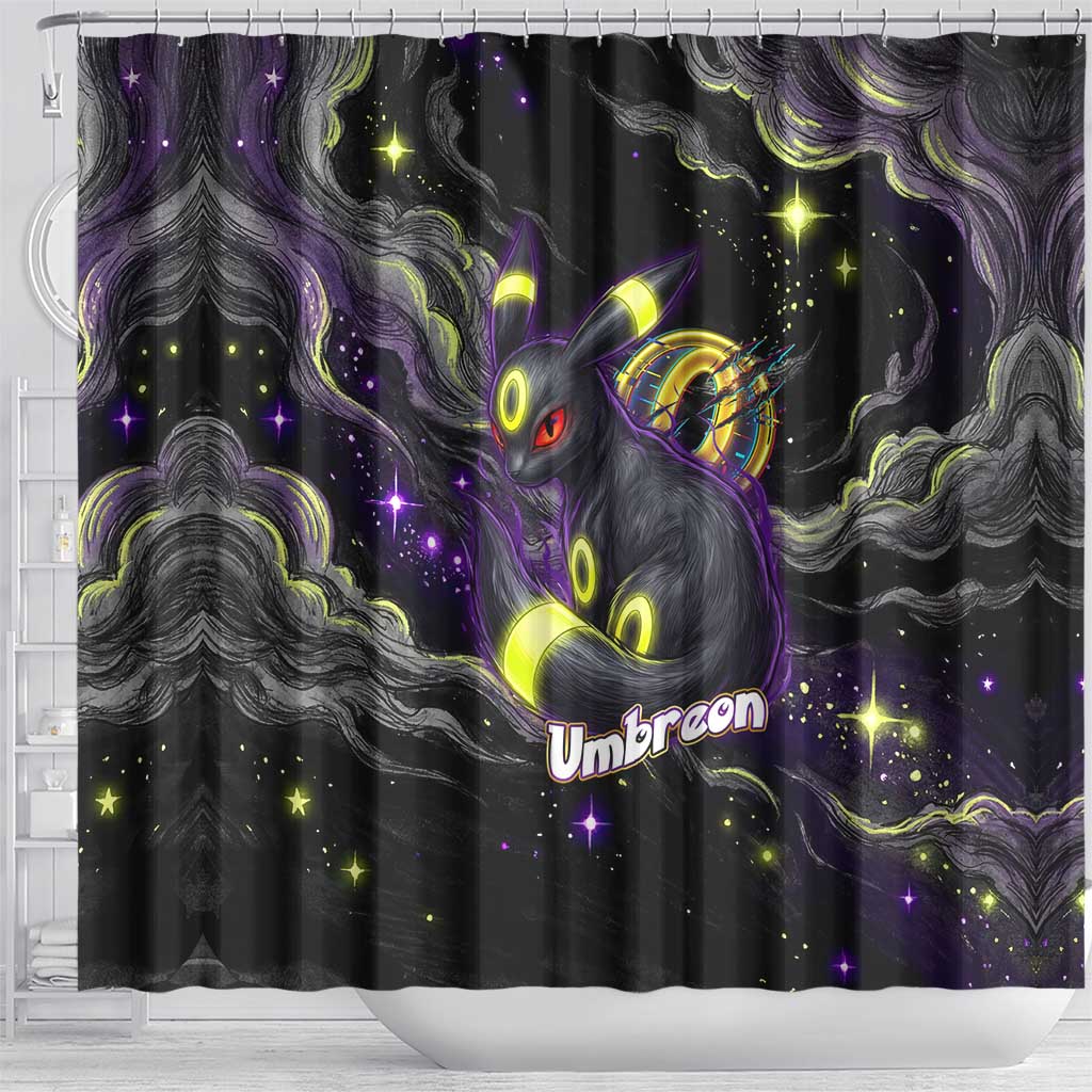 Umbreon Shower Curtain Cosmic Neon Galaxy Art