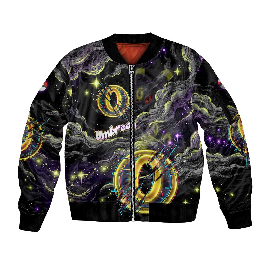 Umbreon Sleeve Zip Bomber Jacket Cosmic Neon Galaxy Art