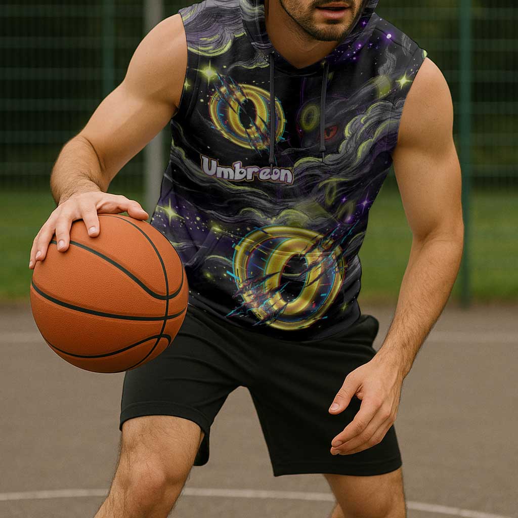Umbreon Sleeveless Hoodie Cosmic Neon Galaxy Art