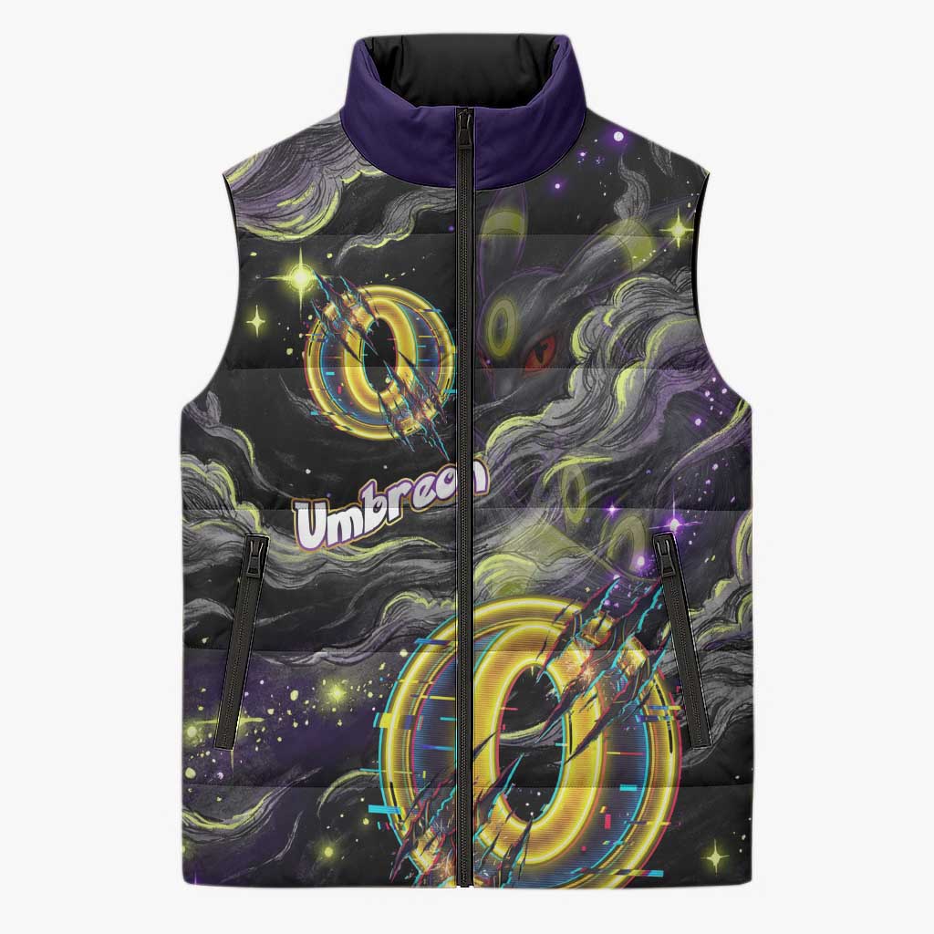 Umbreon Sleeveless Puffer Jacket Cosmic Neon Galaxy Art
