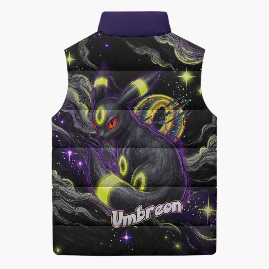 Umbreon Sleeveless Puffer Jacket Cosmic Neon Galaxy Art