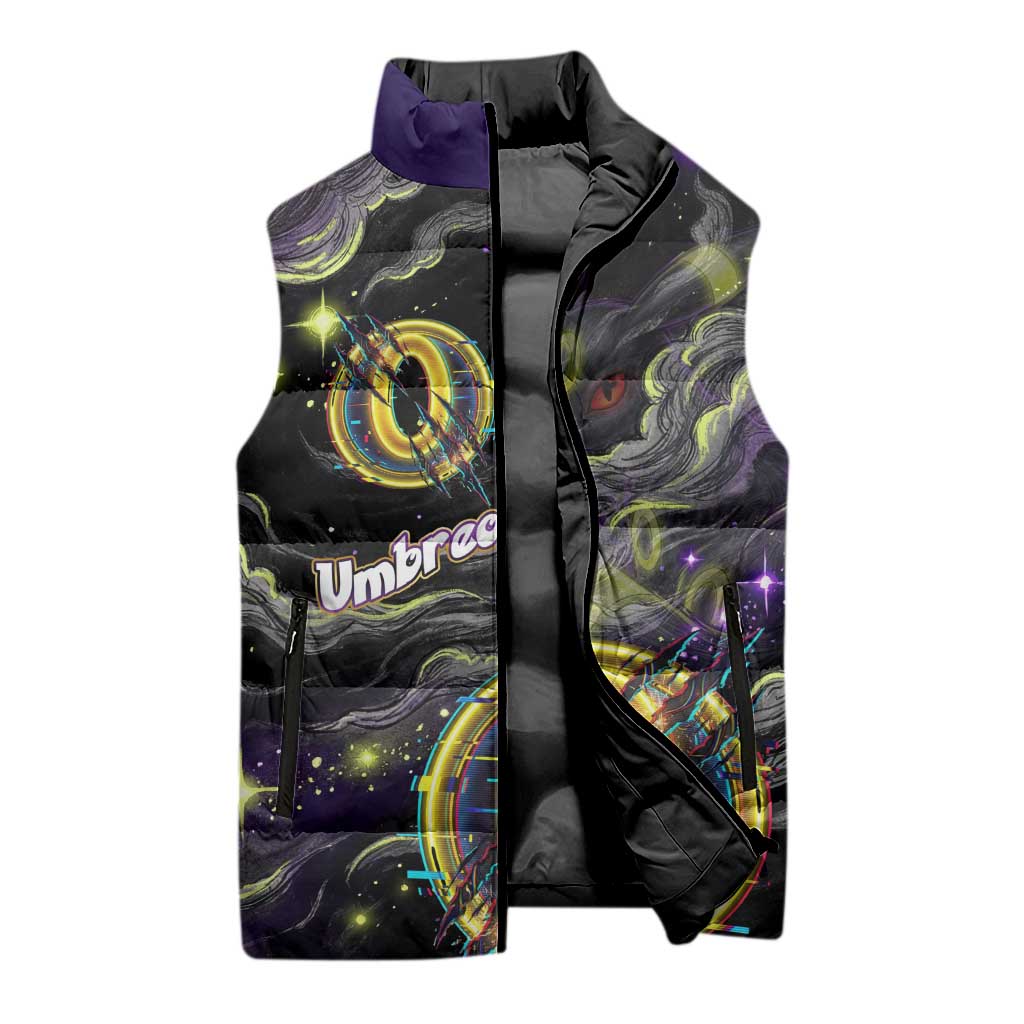 Umbreon Sleeveless Puffer Jacket Cosmic Neon Galaxy Art
