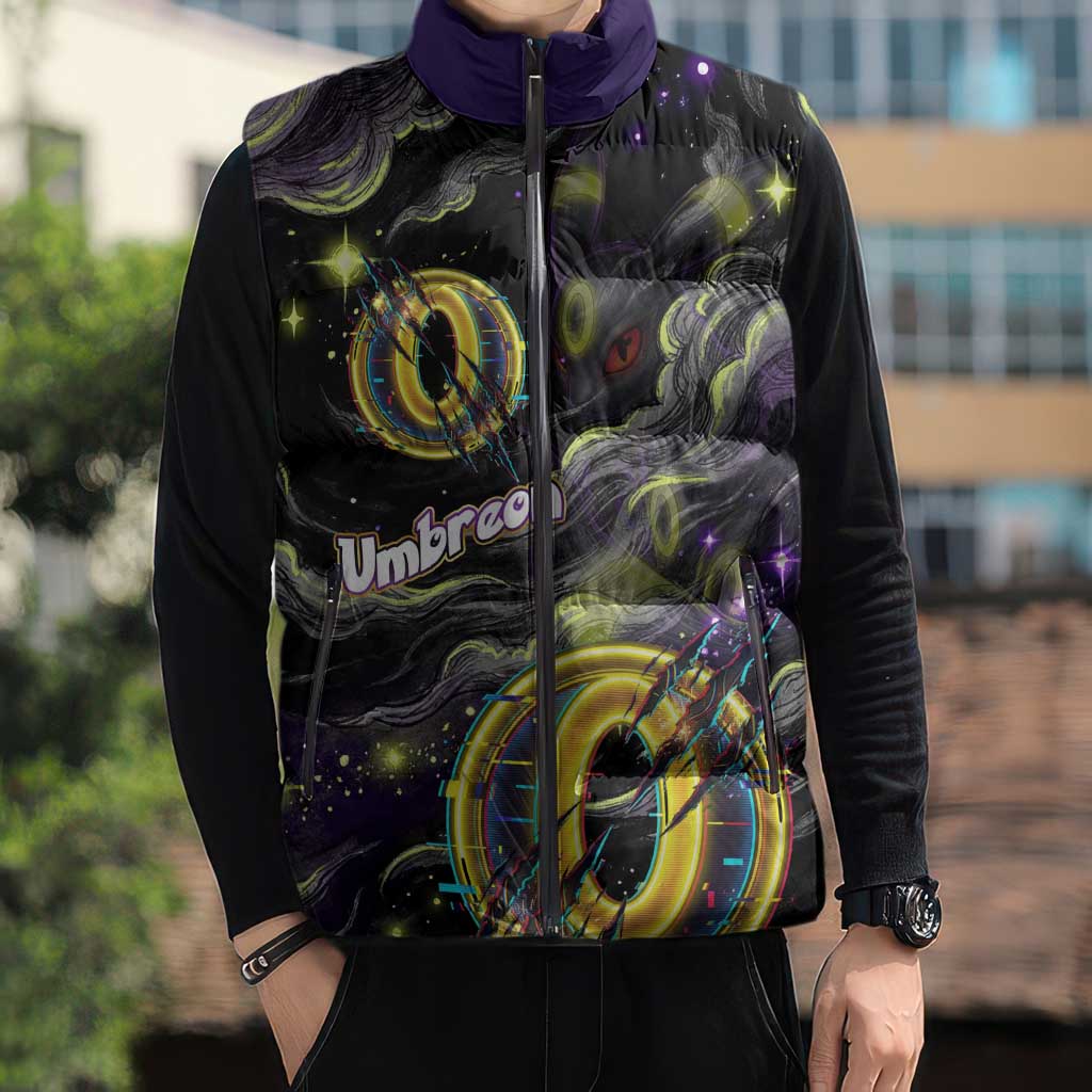 Umbreon Sleeveless Puffer Jacket Cosmic Neon Galaxy Art