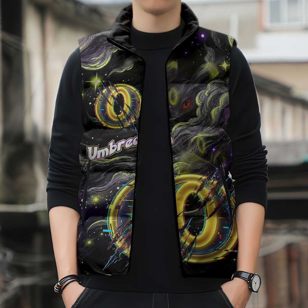 Umbreon Sleeveless Puffer Jacket Cosmic Neon Galaxy Art