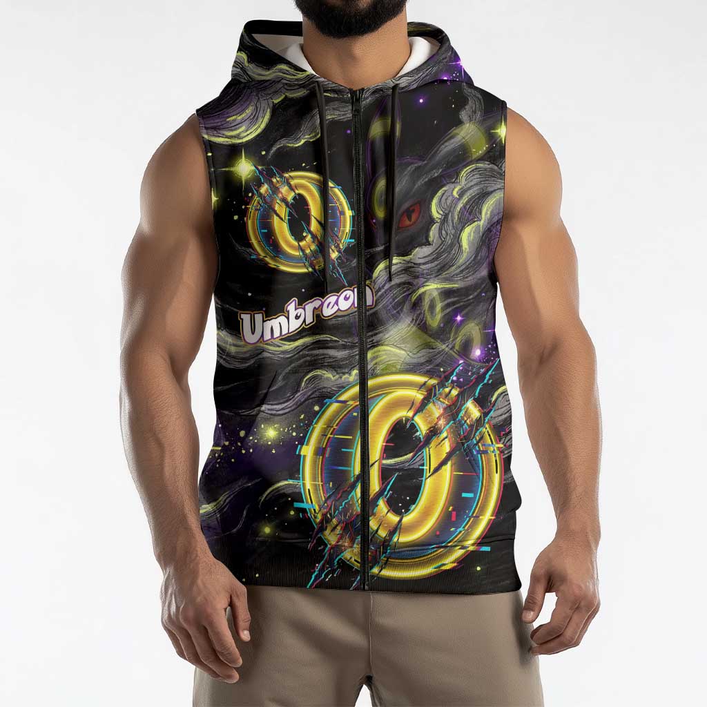 Umbreon Sleeveless Zip Hoodie Cosmic Neon Galaxy Art