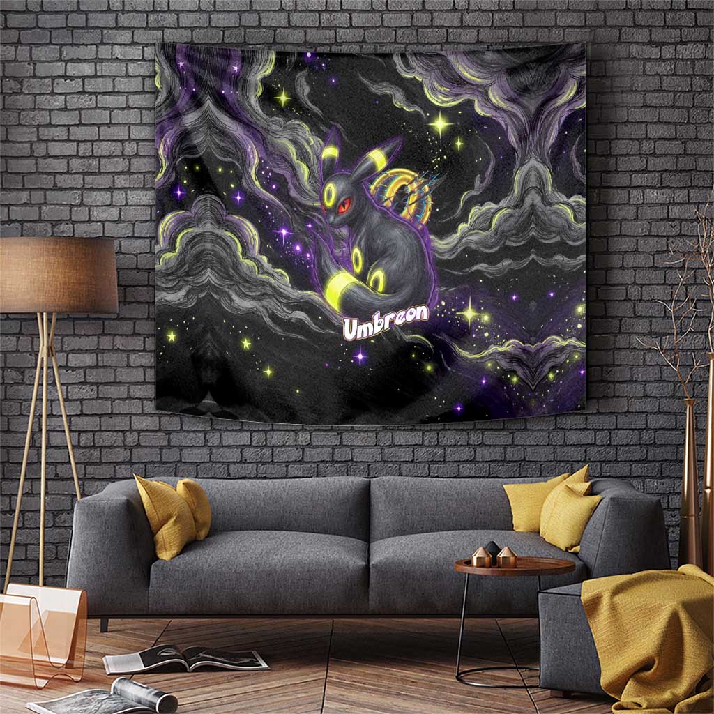 Umbreon Tapestry Cosmic Neon Galaxy Art