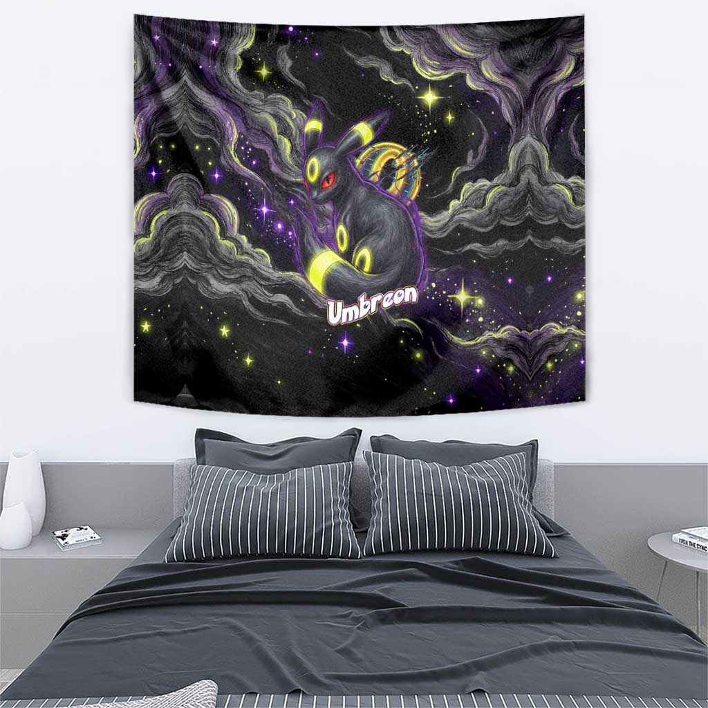 Umbreon Tapestry Cosmic Neon Galaxy Art
