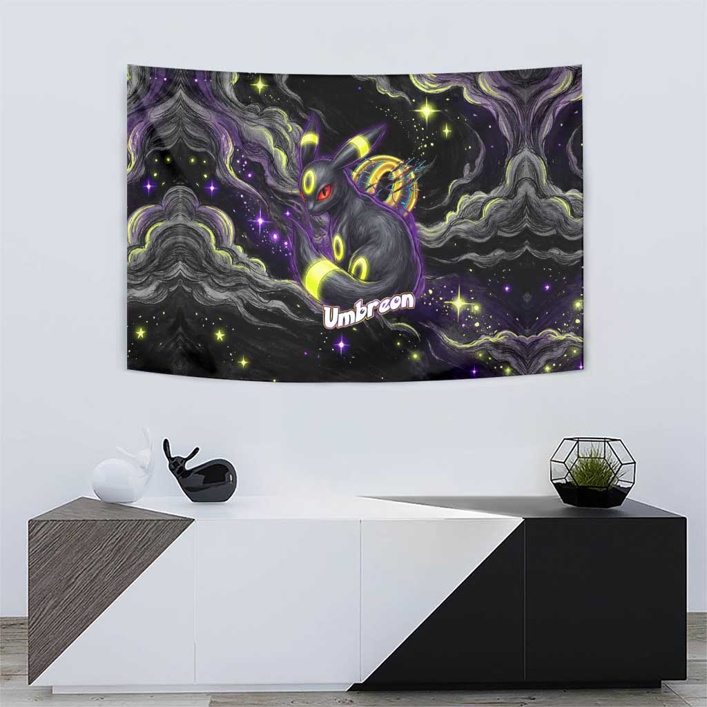 Umbreon Tapestry Cosmic Neon Galaxy Art