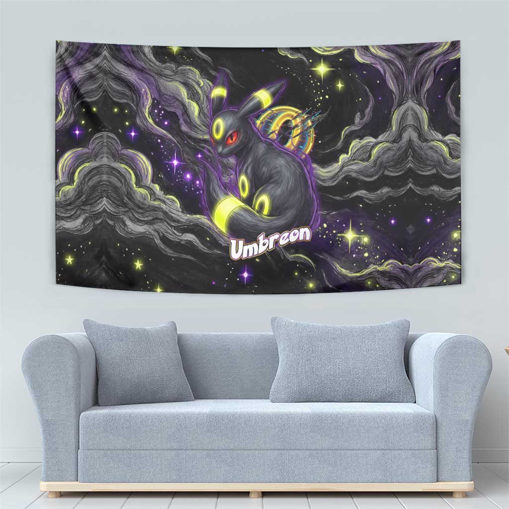 Umbreon Tapestry Cosmic Neon Galaxy Art
