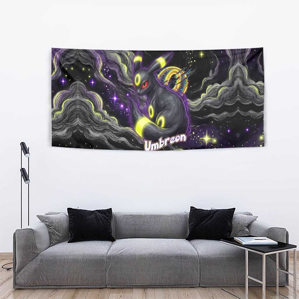 Umbreon Tapestry Cosmic Neon Galaxy Art
