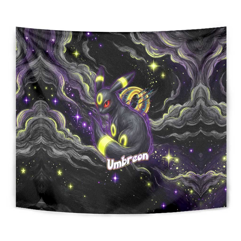 Umbreon Tapestry Cosmic Neon Galaxy Art