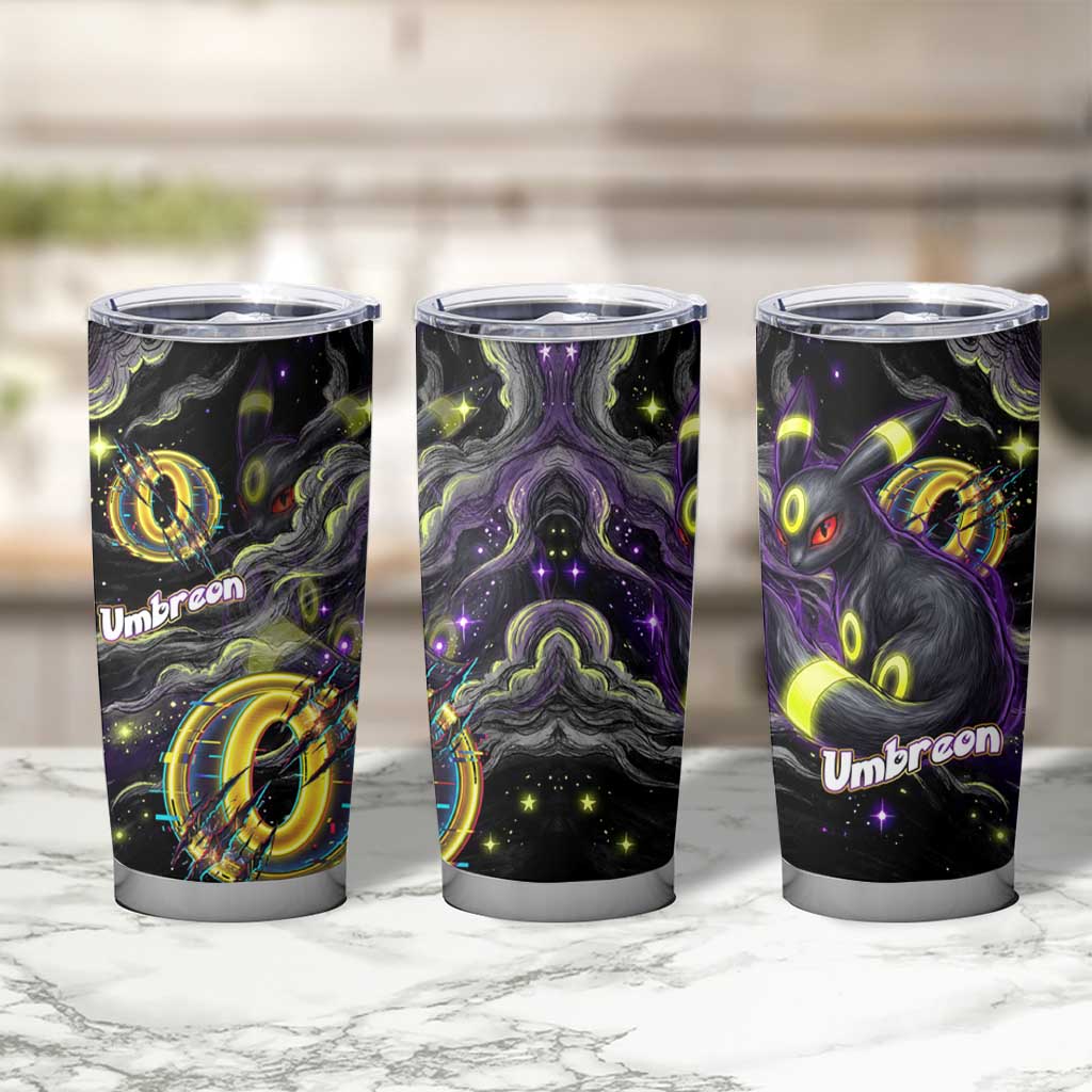 Umbreon Tumbler Cup Cosmic Neon Galaxy Art