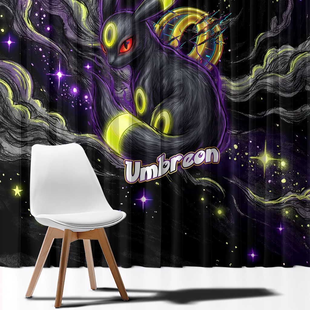 Umbreon Window Curtain Cosmic Neon Galaxy Art