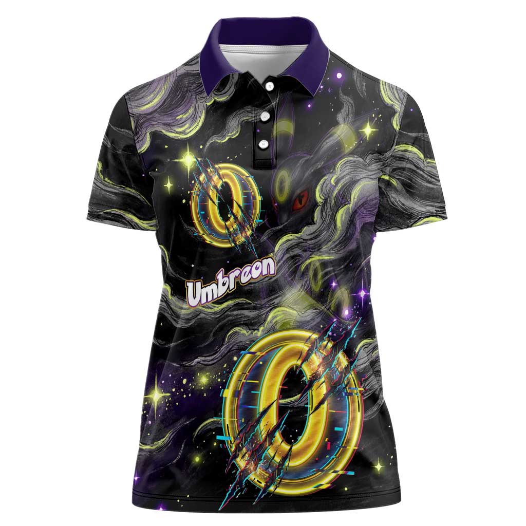 Umbreon Women Polo Shirt Cosmic Neon Galaxy Art