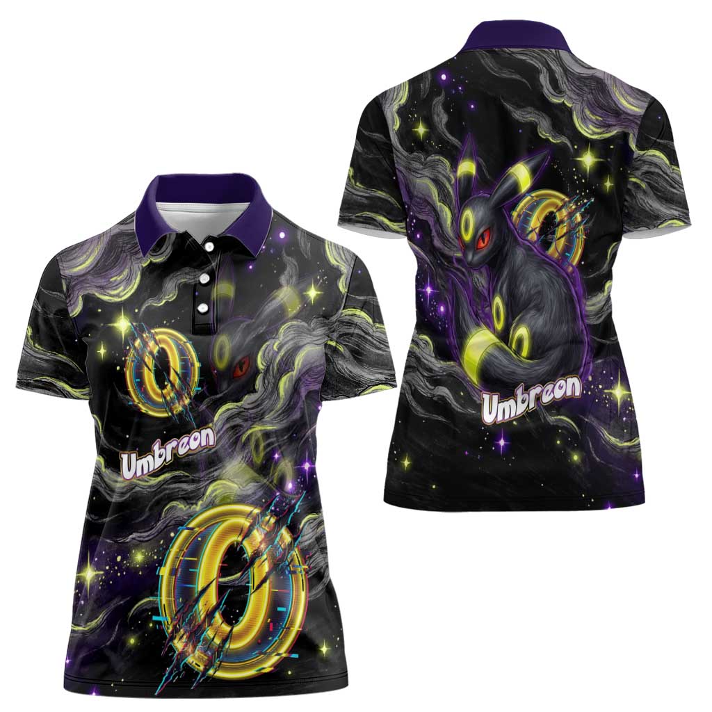 Umbreon Women Polo Shirt Cosmic Neon Galaxy Art