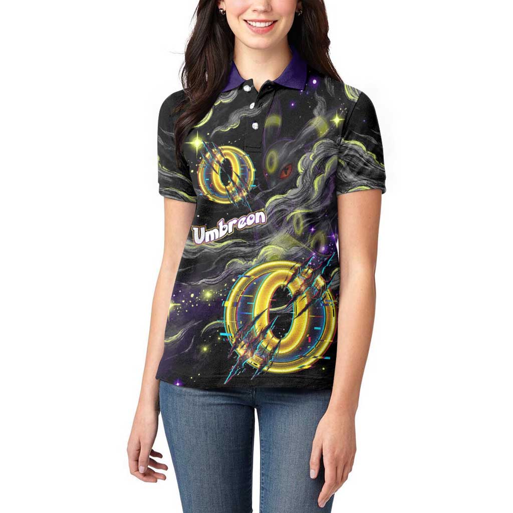 Umbreon Women Polo Shirt Cosmic Neon Galaxy Art