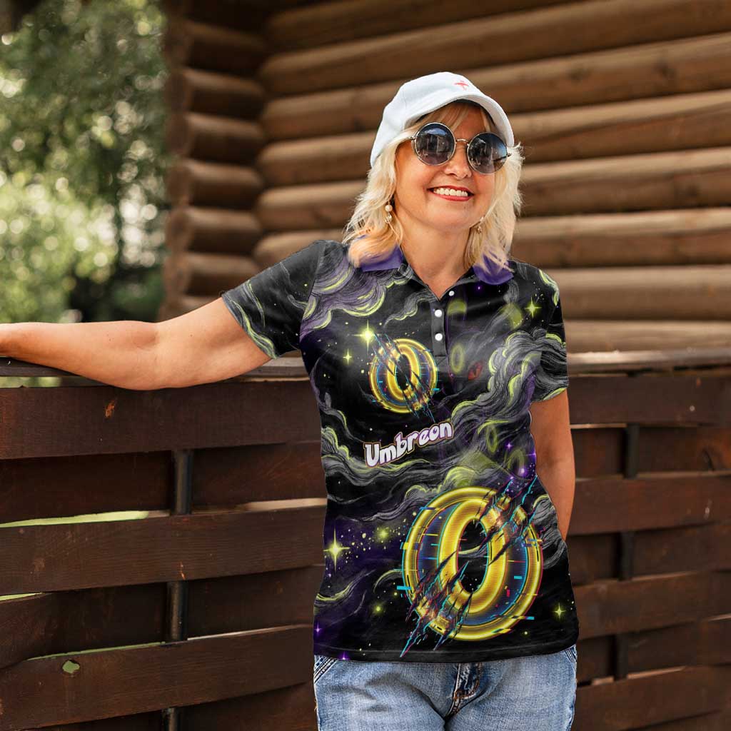 Umbreon Women Polo Shirt Cosmic Neon Galaxy Art