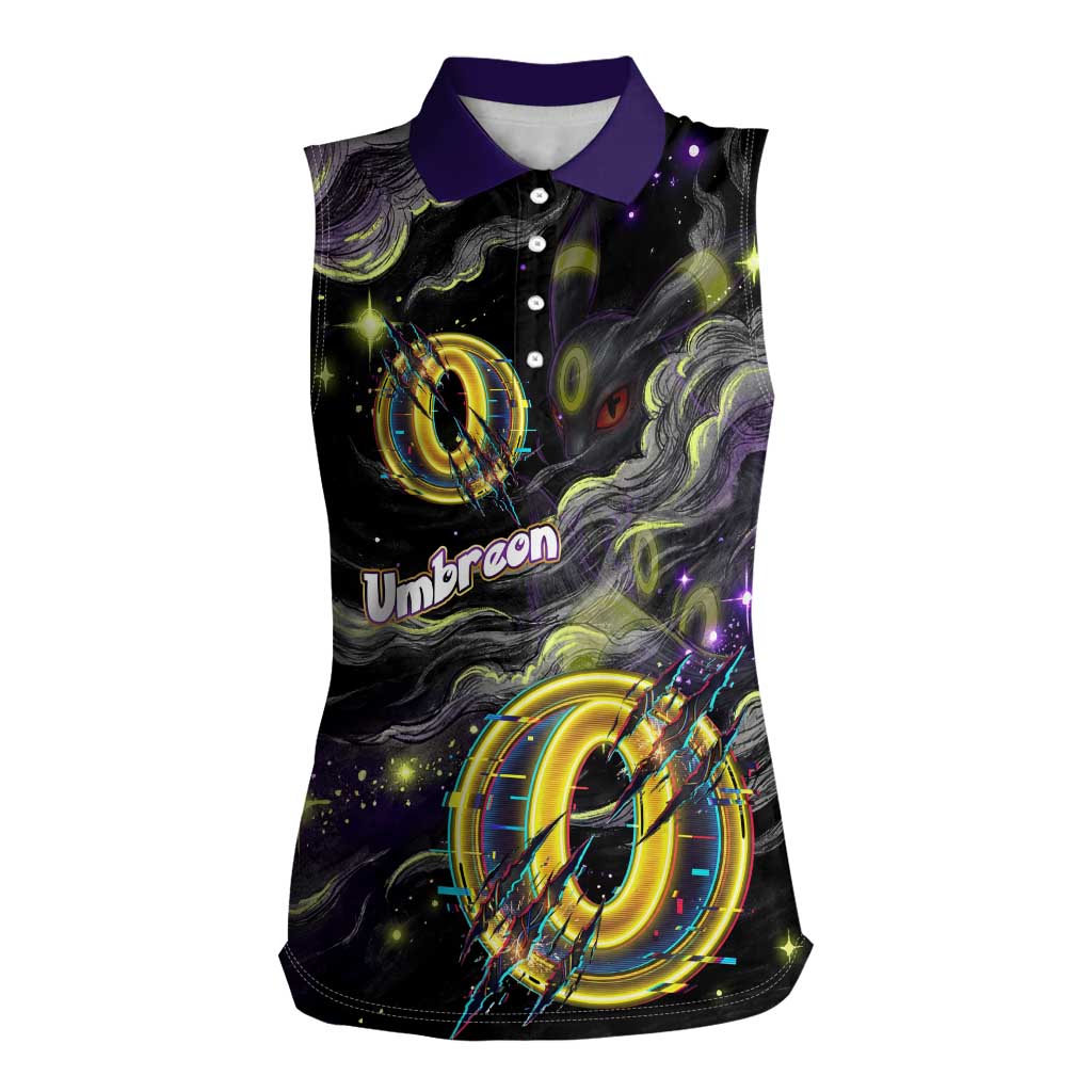 Umbreon Women Sleeveless Polo Shirt Cosmic Neon Galaxy Art